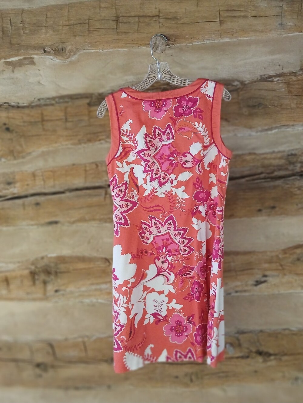 Ann Taylor Sleeveless Split Neck Orange Paisley Midi Dress Size 10 - Picture 3 of 6